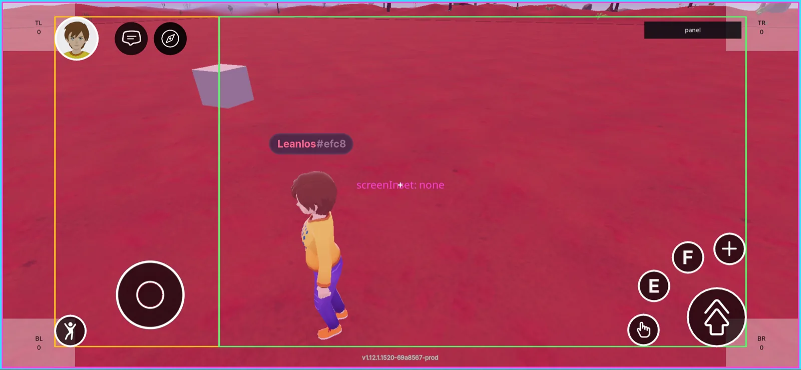 Scene UI covering the whole phone screen, including the notch strip and the areas under the client controls