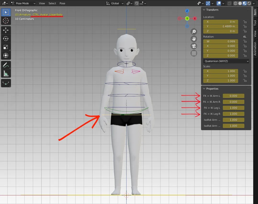 FK/IK blend for both arms and legs.