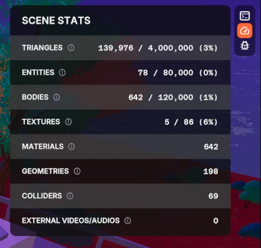 Scene Stats panel